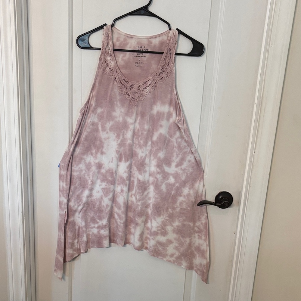 Torrid Blush Tie-Dye Lace Tank Top